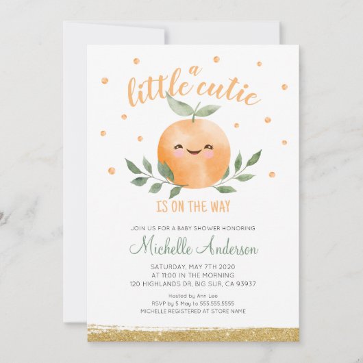 Kleine Süsse ist auf dem Weg zur Babydusche Einladung (Vorderseite)