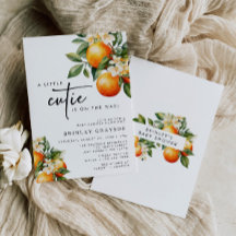 Kleine Süsse Kinderdusche Einladung Citrus Orange