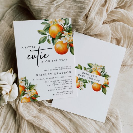 Kleine Süsse Kinderdusche Einladung Citrus Orange