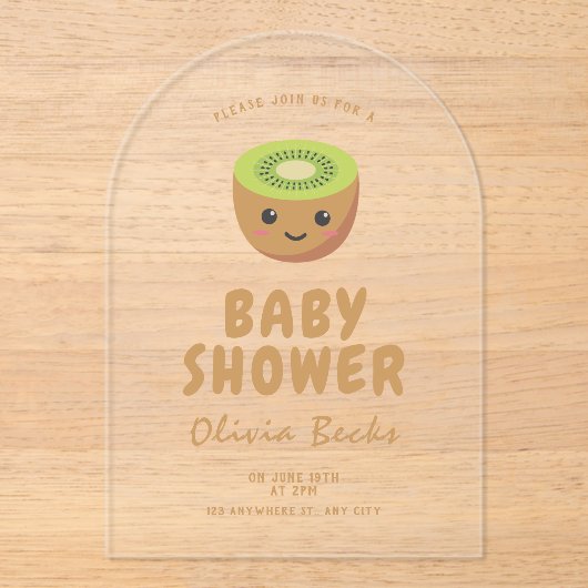 Kleine Süsse Kiwi Babydusche Acryleinladungen (Vorderseite)