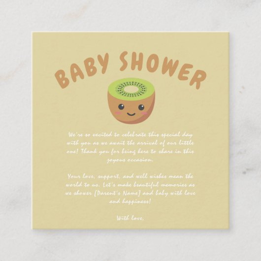 Kleine Süsse Kiwi Babydusche Begleitkarte (Vorderseite)