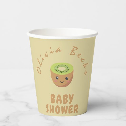 Kleine Süsse Kiwi Babydusche Pappbecher (Vorderseite)