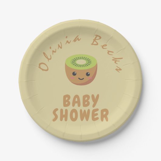 Kleine Süsse Kiwi Babydusche Pappteller (Vorderseite)