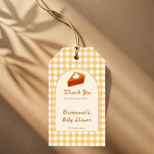 Kleine Süße Kürbiskuchen-Plaid-Baby-Party Geschenkanhänger