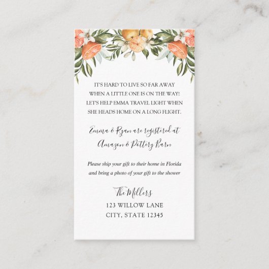 Kleine Süsse Langstrecken-Babydusche Begleitkarte (Vorderseite)