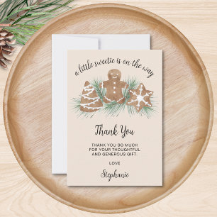 Kleine Süße Lebkuchen-Weihnachts-Baby-Shower Dankeskarte