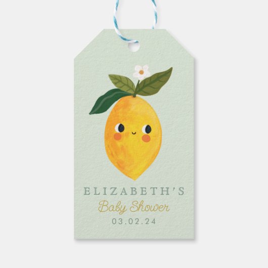 Kleine Süsse Lemon Babydusche Geschenkanhänger (Rückseite)