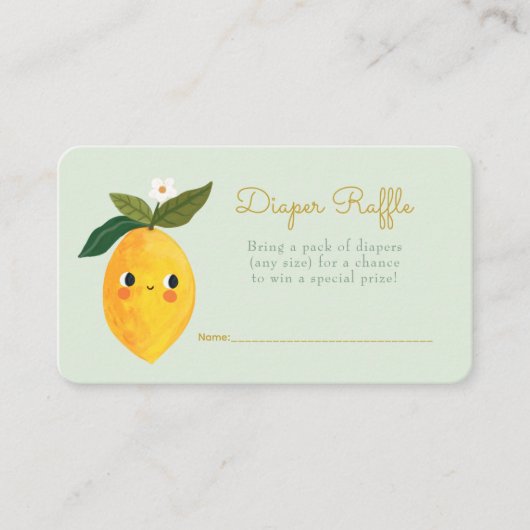 Kleine Süsse Lemon Diaper Raffle Begleitkarte (Vorderseite)