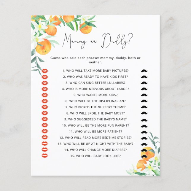 Kleine Süsse Mama oder Papa Baby Duschgame (Vorderseite)