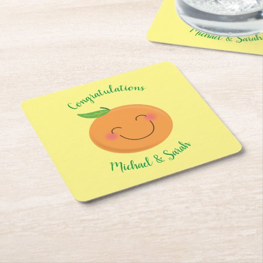 Kleine Süsse Mandarine Kinderdusche Rechteckiger Pappuntersetzer (angewinkelt)