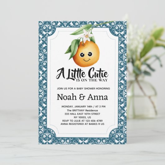 Kleine Süsse Mediterrane Babydusche Einladung (Stehend Vorderseite)