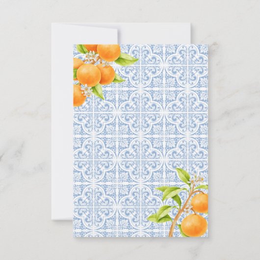 Kleine Süsse Mediterrane Tile Orange Babydusche Dankeskarte (Rückseite)