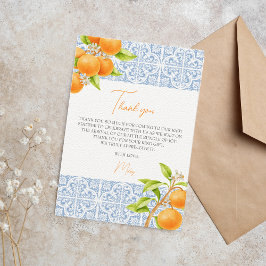 Kleine Süsse Mediterrane Tile Orange Babydusche Dankeskarte