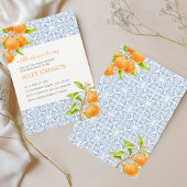Kleine Süsse Mediterrane Tile Orange Babydusche Einladung