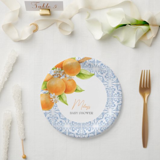 Kleine Süsse Mediterrane Tiles Kinderdusche Pappteller (Hochzeit)