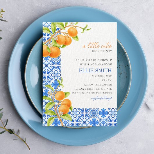 Kleine Süsse | Mediterranean Citrus Baby Dusche Einladung