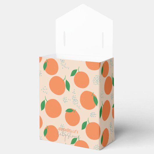 Kleine Süsse Moderne Orange Babydusche Geschenkschachtel (Geöffnet)