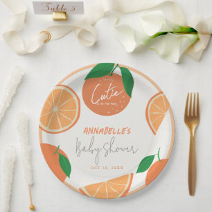 Kleine Süsse Moderne Orange Babydusche Pappteller