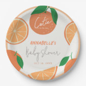 Kleine Süsse Moderne Orange Babydusche Pappteller (Vorderseite)