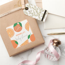 Kleine Süsse Moderne Orange Babydusche Quadratischer Aufkleber