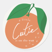 Kleine Süsse Moderne Orange Babydusche Runder Aufkleber (Vorderseite)