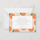 Kleine Süsse Moderne Orange Babydusche Vielen Dank Mitteilungskarte (Rückseite)