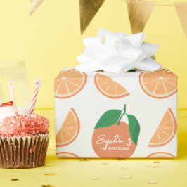 Kleine Süsse Moderner Orange Geburtstag Geschenkpapier