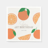 Kleine Süsse Moderner Orange Geburtstag Serviette (Vorderseite)