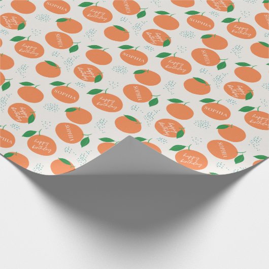 Kleine Süsse Moderner orangefarbener Kindergeburts Geschenkpapier (Ecke)