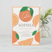 Kleine Süsse Modernes Orange 1. Geburtstag Einladung (Stehend Vorderseite)