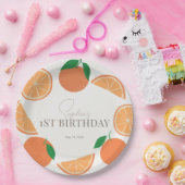 Kleine Süsse Modernes Orange & Orange Slice Geburt Pappteller (Party)