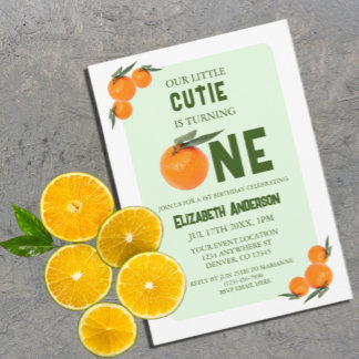 Kleine Süsse Orange 1. Geburtstag Einladung
