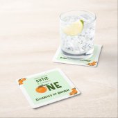 Kleine Süsse Orange 1. Geburtstag Rechteckiger Pappuntersetzer (Vor Ort)