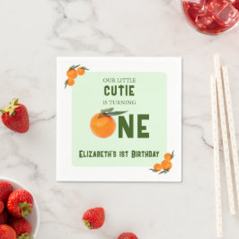 Kleine Süsse Orange 1. Geburtstag Serviette