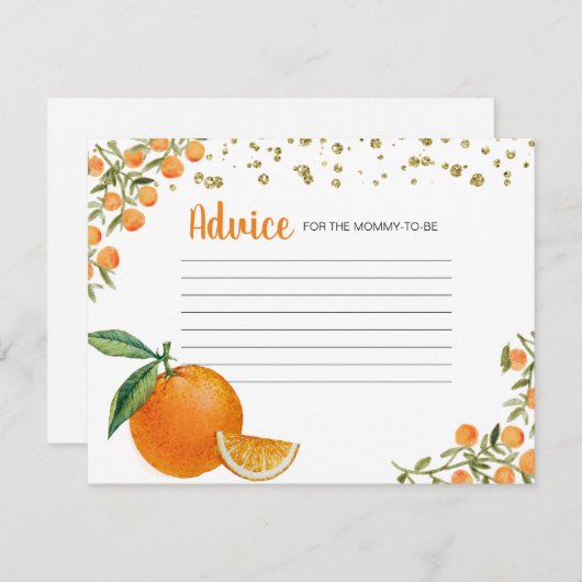 Kleine Süsse Orange Advice Card Begleitkarte (Vorne/Hinten)