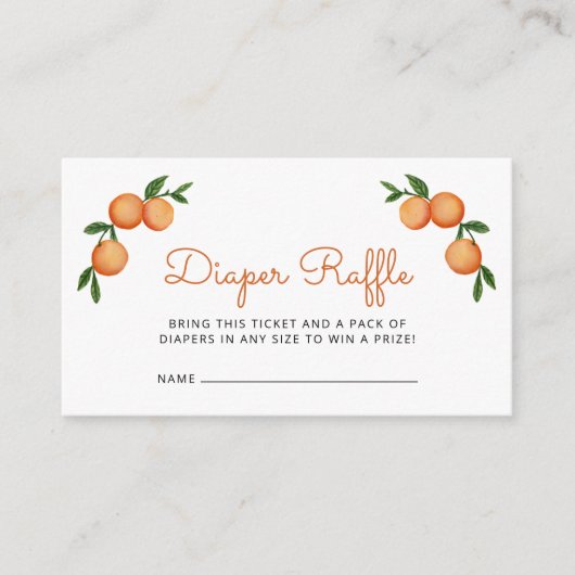 Kleine Süsse Orange Baby Duschdusche Windeln Raffl Begleitkarte (Vorderseite)