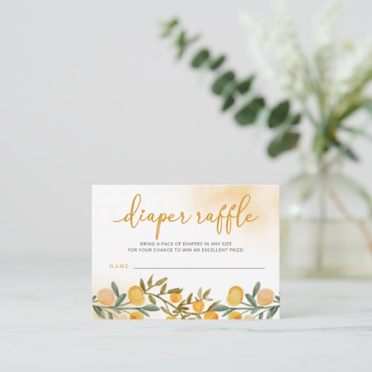 Kleine Süsse Orange Baby Duschdusche Windeln Raffl Begleitkarte (Stehend Vorderseite)