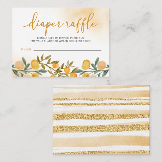 Kleine Süsse Orange Baby Duschdusche Windeln Raffl Begleitkarte (Vorne/Hinten)