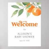 Kleine Süsse Orange Baby Dusche Begrüßungszeichen Poster (Vorne)