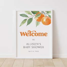 Kleine Süsse Orange Baby Dusche Begrüßungszeichen Poster