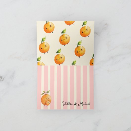 Kleine Süsse Orange Baby Dusche Danke Karte (Innenseite)