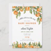 Kleine Süsse Orange Baby Dusche Einladung (Vorderseite)