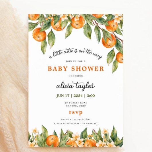 Kleine Süsse Orange Baby Dusche Einladung
