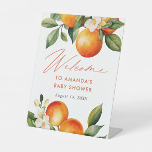 Kleine Süsse Orange Baby Dusche Empfang Sockelschild