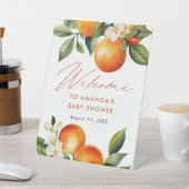 Kleine Süsse Orange Baby Dusche Empfang Sockelschild (In SItu)