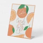 Kleine Süsse Orange Baby Duschkarten & Geschenke Sockelschild (Vorderseite)