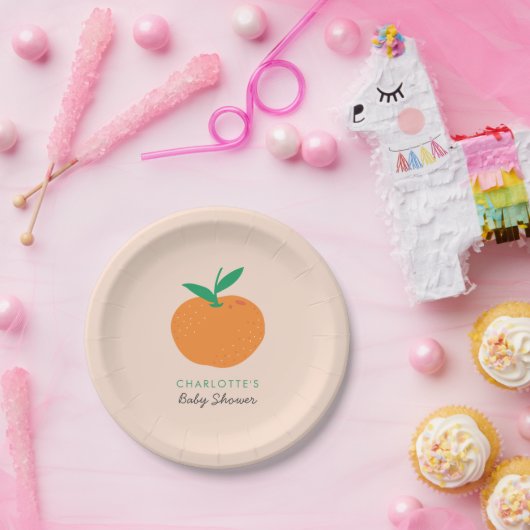 Kleine Süsse Orange Baby Duschpapier Teller (Party)