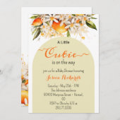 Kleine Süsse Orange Baby Duwer Citrus Mandarinen Einladung (Vorne/Hinten)