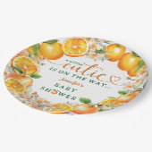 Kleine Süsse Orange Baby Duwer Gender Neutral Pappteller (Schrägansicht)