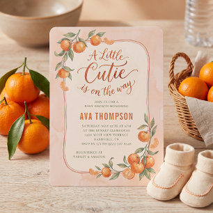 Kleine Süße Orange Baby-Party Einladung
